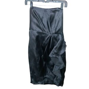 J. Crew Black 100% Silk Strapless Pleated Ruffle Cocktail Dress 6 Women's NWT